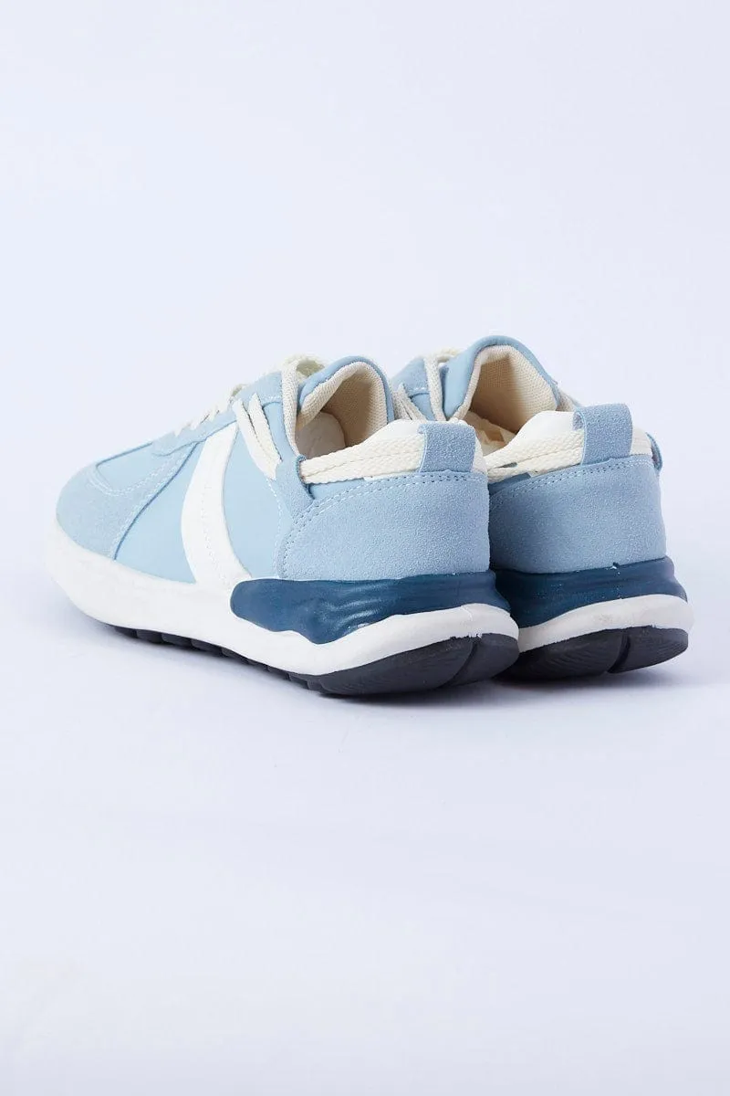 Blue Colorblock Lace Up Trainers Sneakers