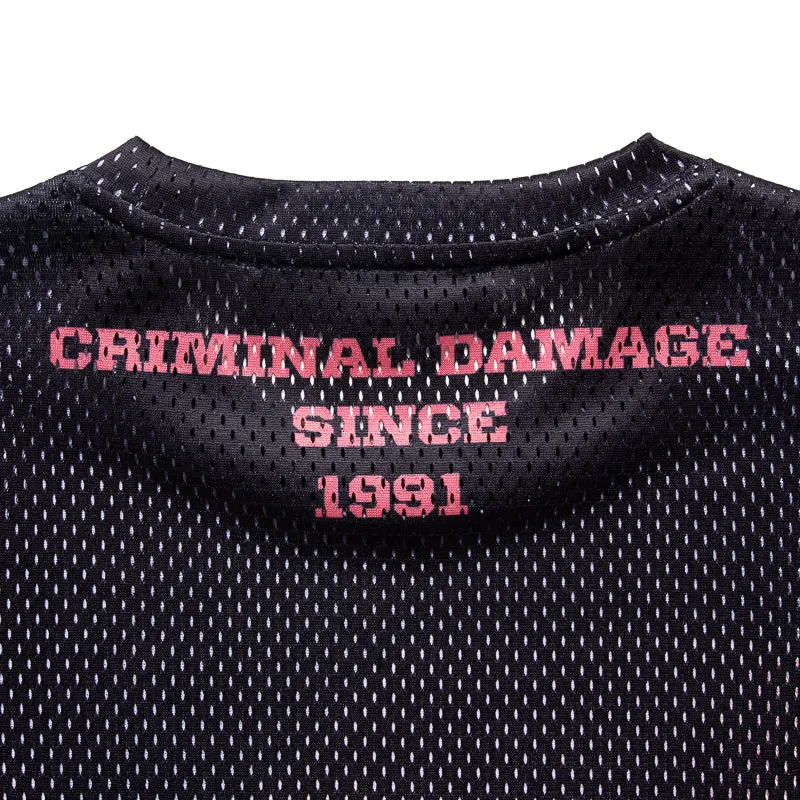 Criminal Damage 91 Mesh Top - Caviar/Coral