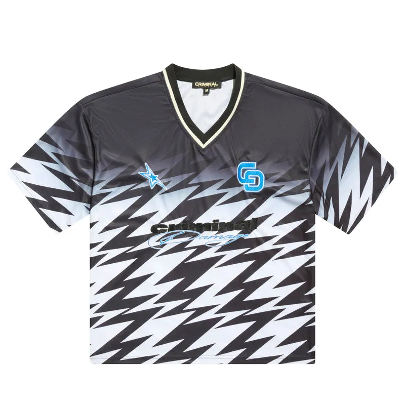 Criminal Damage Lightning V Neck Jersey - Black/White