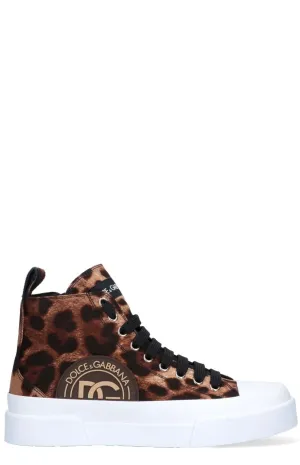 Dolce & Gabbana Leopard Print High-Top Sneakers