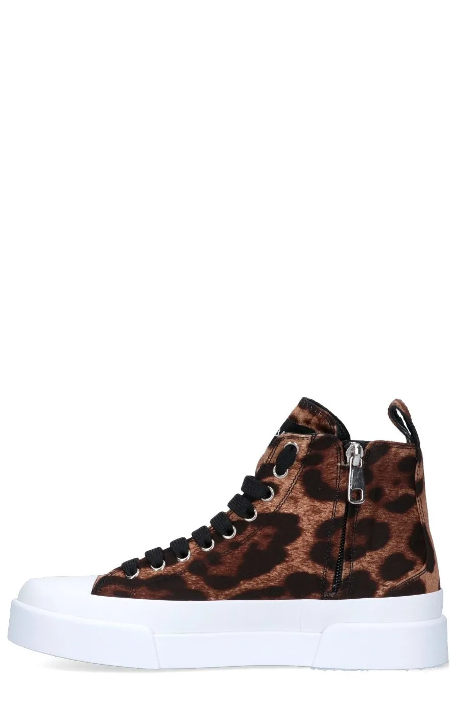 Dolce & Gabbana Leopard Print High-Top Sneakers