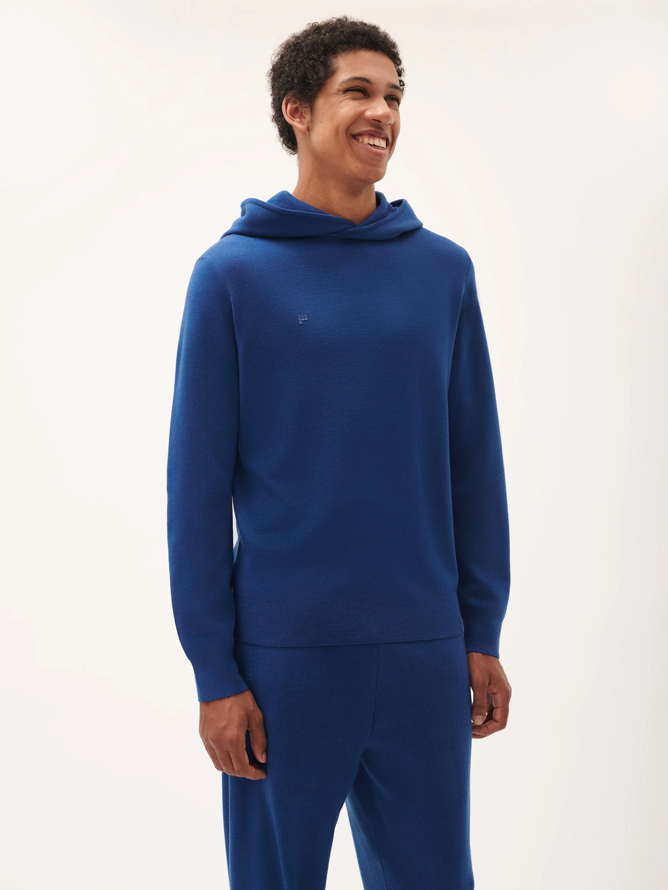Mens DNA Regenerative Merino Wool Hoodie—earth blue