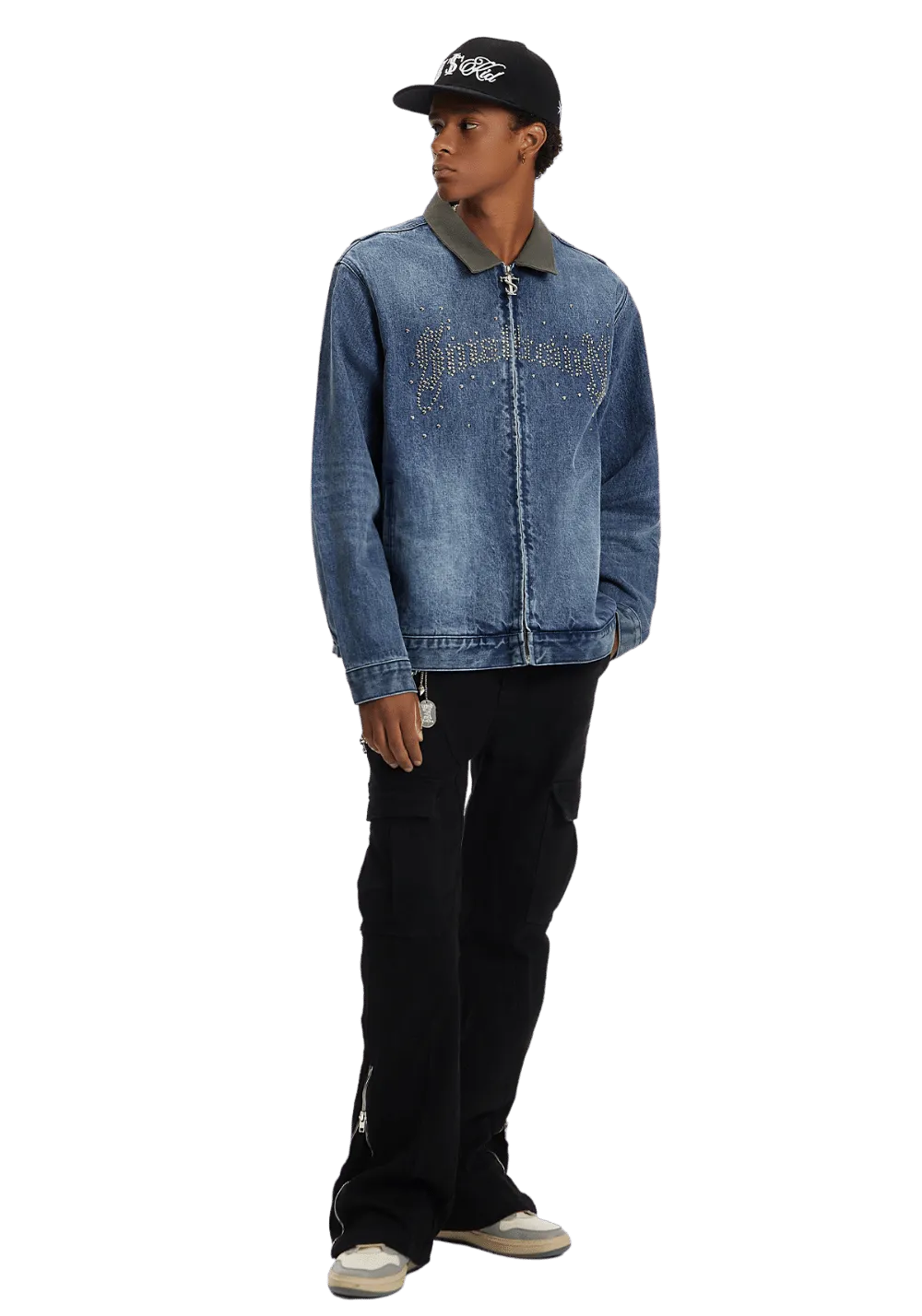 Studded Washed Denim Jacket