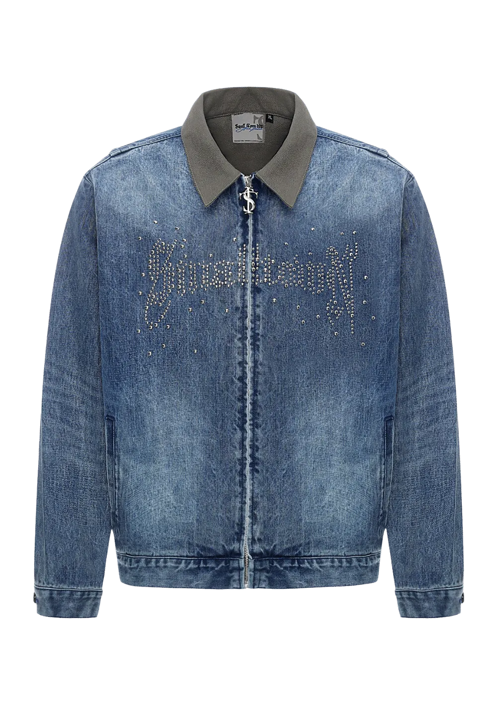 Studded Washed Denim Jacket