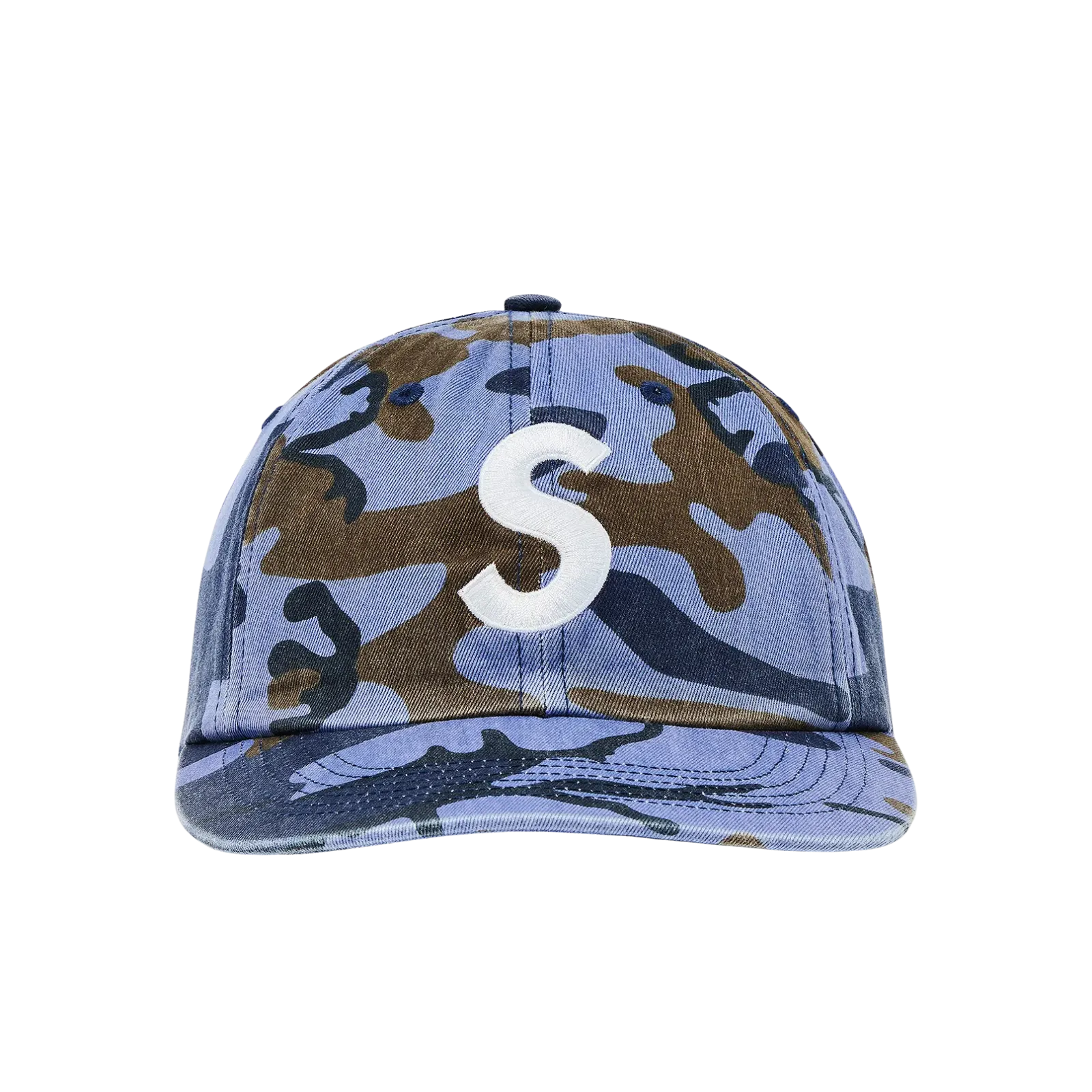 Supreme Pigment Coated S Logo 6 Panel Blue Camo