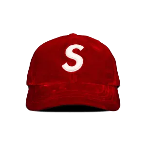 Supreme Velvet S Logo 6-Panel Red