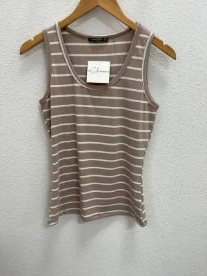 Taupe and White Stripe Tank Top