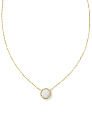 Volleyball Pendant Necklace in Gold White Mother of Pearl