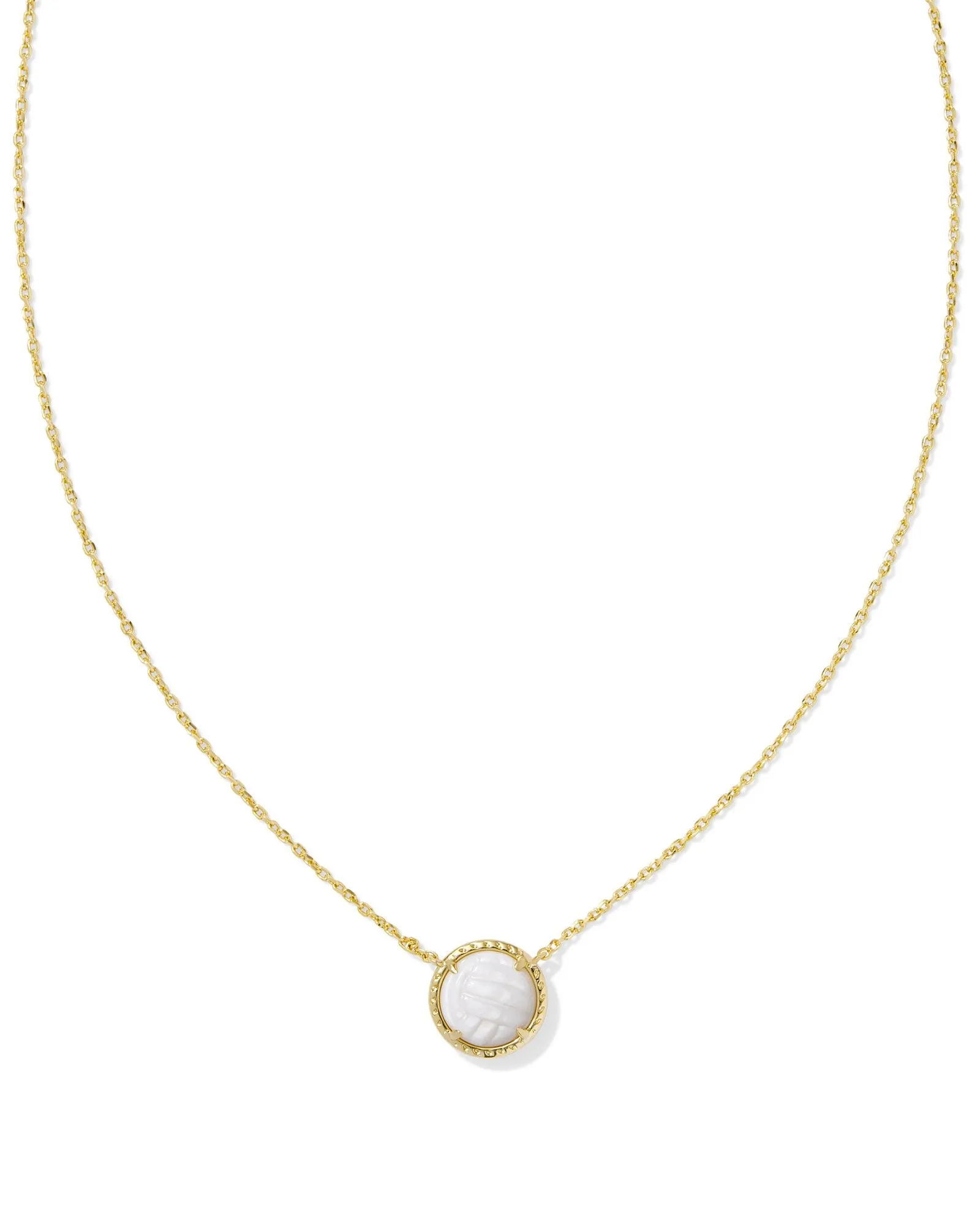 Volleyball Pendant Necklace in Gold White Mother of Pearl