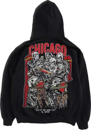 Warren Lotas Boss Of The Windy City Stone Washed Hoodie Black Red