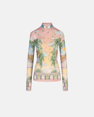 Womens Printed Mesh Top Multicolour