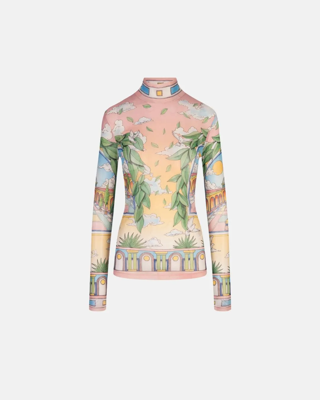 Womens Printed Mesh Top Multicolour